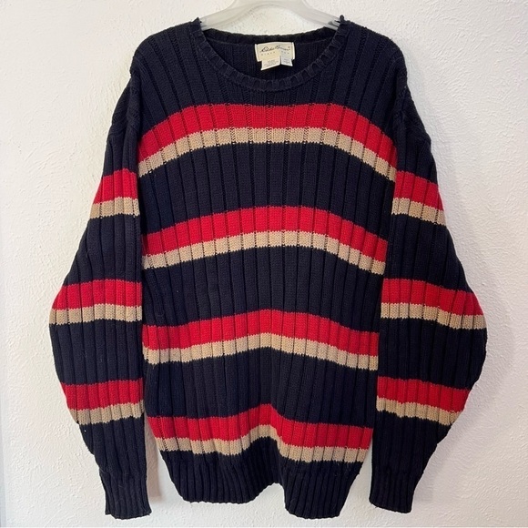 Eddie Bauer blue stripe crew neck sweater - Picture 1 of 7
